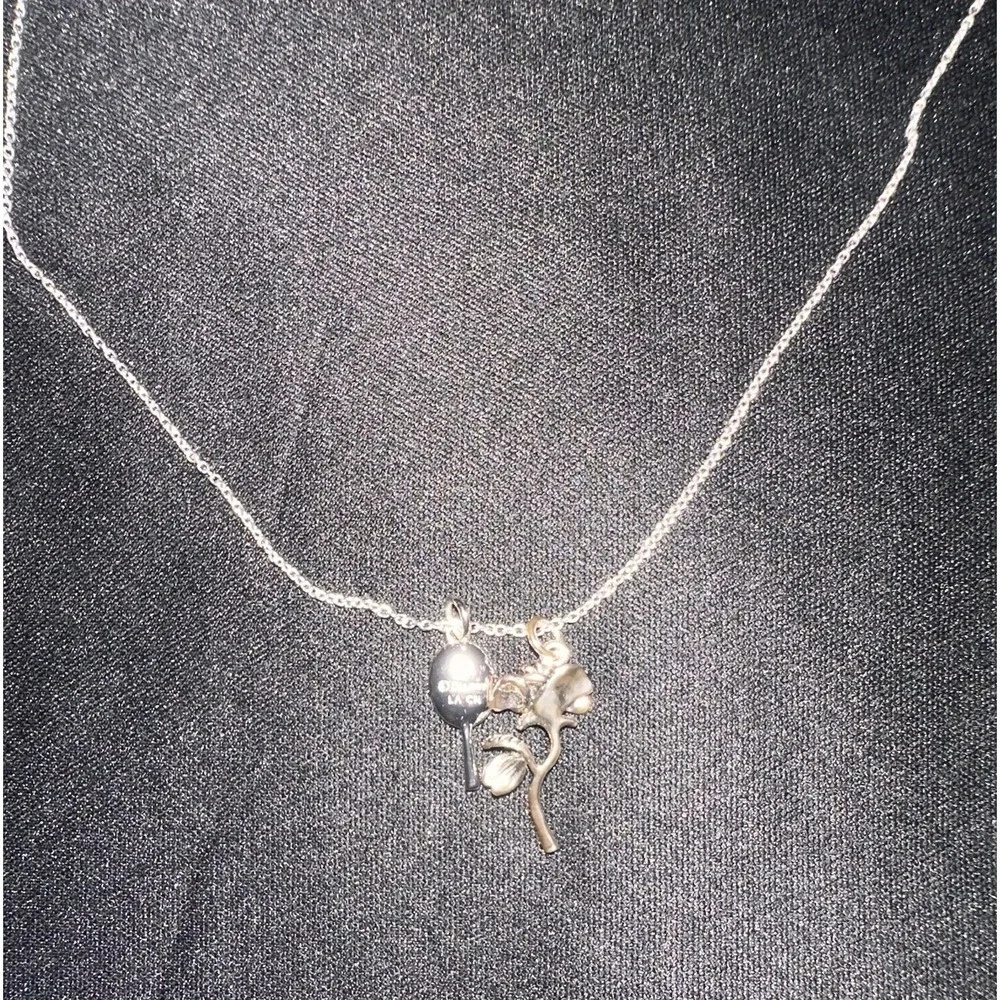 Disney Beauty And The Beast Enchanted Rose & Mirror Necklace Adjustable Chain
